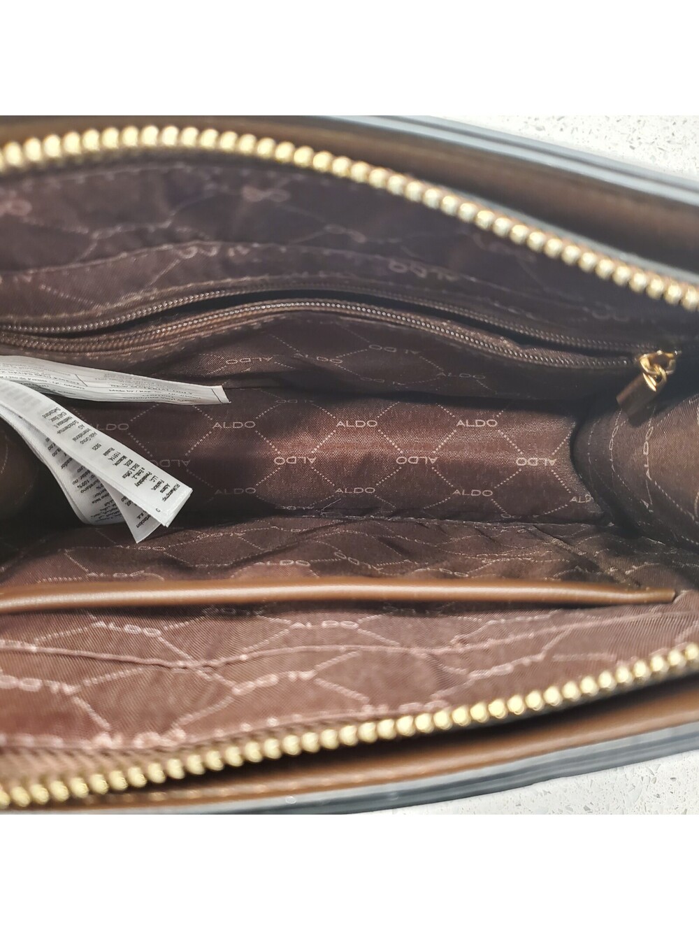 ALDO Bilithax Top Handle Bag Brown Structured Top Gold Hardware Handbag - Picture 10 of 16